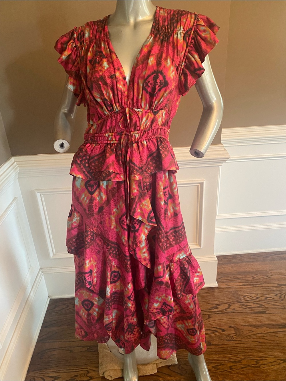 Ulla Johnson Avia Women’s Printed Ruffle-Tier Midi Dress size 8 - Picture 2 of 8